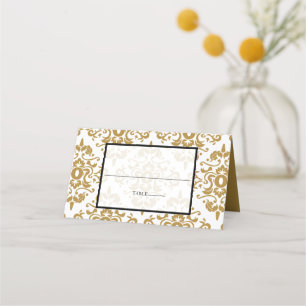 Carte De Placement Elégant Black Gold Vintage Wedding Carte de lieu d