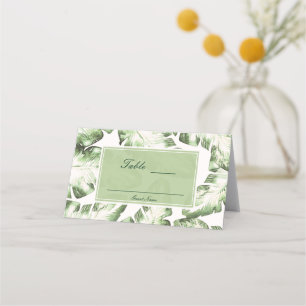 Carte De Placement Élégant Blanc Vert Table de Salle à Manger Feuille