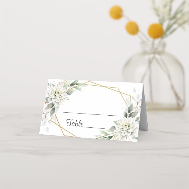 Carte De Placement Elégant bleu bleu floral Mariage Table (Devant)