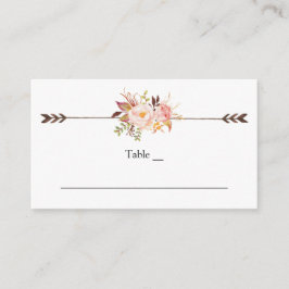 Carte De Placement Elégant Boho Aquarelle Fleurs Bohème Floral