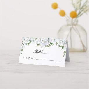 Carte De Placement Elégant Bouquet de Roses Blanches