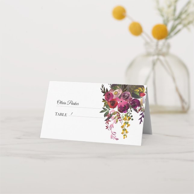 Carte De Placement Elégant Bouquet Floral (Devant)