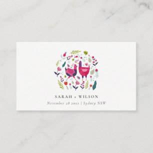Carte De Placement Élégant Bright Folk Farm Floral Inséparables Maria