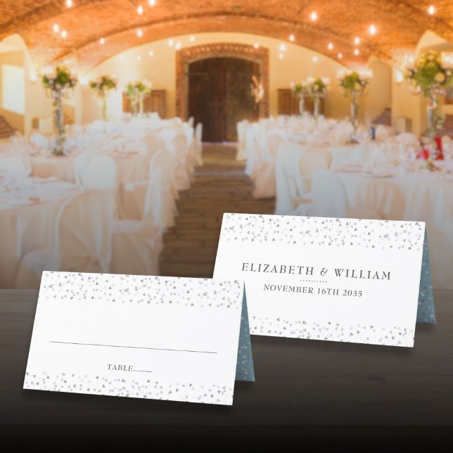 Carte De Placement Élégant Chic Moderne Coeurs d'Amour Confetti (Elegant Chic Modern Love Hearts Confetti Place Card)