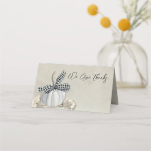 Carte De Placement Elégant Citrouille blanc automne Thanksgiving