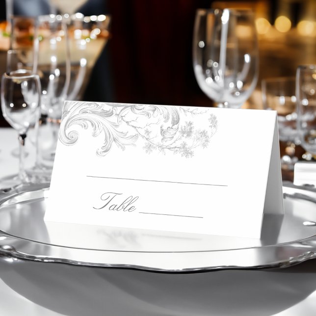 Carte De Placement Élégant classique Rococo Floral (Créateur téléchargé)