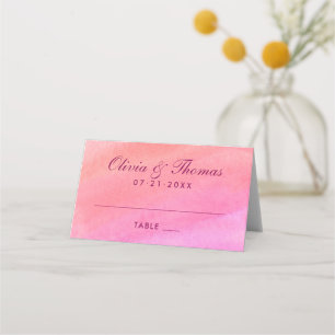 Carte De Placement Élégant corail et Mariage d'aquarelle rose