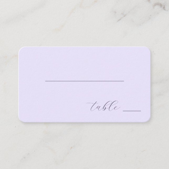 Carte De Placement "Elegant Cursive Lavender Minimalist" (Devant)