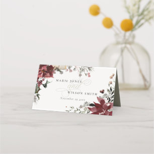 Carte De Placement Élégant Dusky Chaud Winter Festiage Mariage Foliag