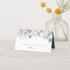 Carte De Placement Elégant Dusty Blue Flowers Blush Rose Mariage