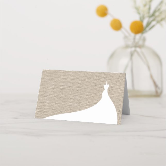 Carte De Placement Élégant Fête des mariées Place Card burlap (Devant)