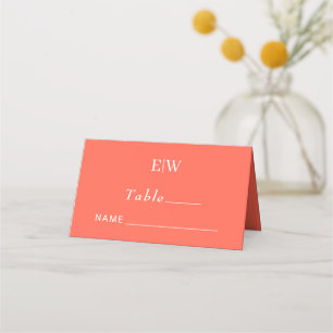 Carte De Placement Élégant Flare simple au néon avec Mariage Monogram