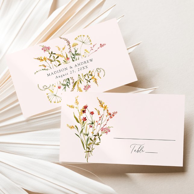 Carte De Placement Élégant Fleur sauvage d'été Mariage Blush (Créateur téléchargé)