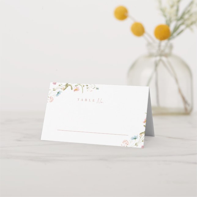 Carte De Placement Élégant Fleur sauvage Rustic Boho Mariage Monogram (Devant)
