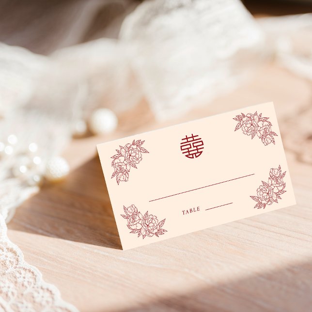 Carte De Placement Elégant floral Double Xi Siège Table Carte Place (Elegant Floral Double Xi Seating Table Place Card)