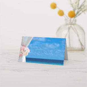 Carte De Placement Elégant Floral Summer Ocean Beach Mariage