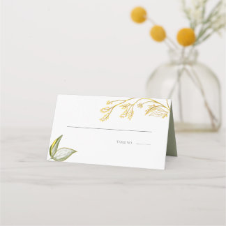 Carte De Placement Élégant Foliage Or Sage Simple