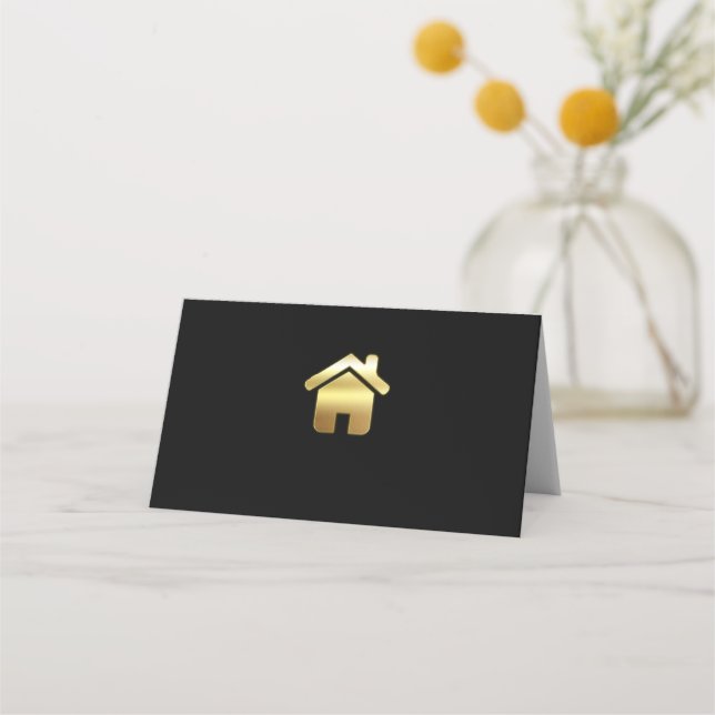 Carte De Placement Elegant Gold House Symbole Real Estate Design (Devant)