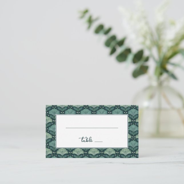 Carte De Placement Elegant Green Botanical Pattern (Debout devant)
