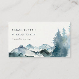 Carte De Placement Elégant gris bleu bleu Montagnes Mariage de pin
