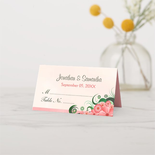 Carte De Placement Élégant Hibiscus Floral Pink Plier Table (Devant)