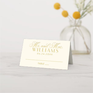 Carte De Placement Élégant ivoire or calligraphie Mariage Monogramme