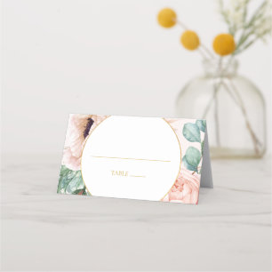 Carte De Placement Elégant Jardin Floral Blush Plié Pastel