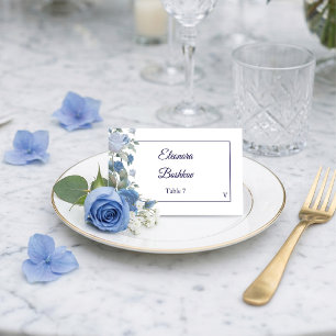 Carte De Placement Élégant mariage aquarelle rose bleu français à pla