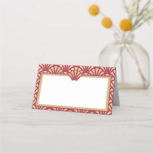 Carte De Placement Elégant Mariage Art déco couleur or canneberge