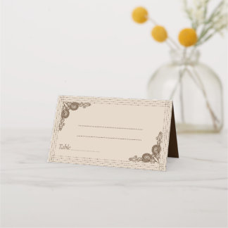 Carte De Placement Élégant Mariage beige beige orné