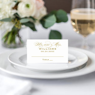Carte De Placement Élégant Mariage Calligraphie Or M. et Mme