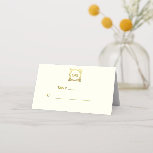 Carte De Placement Elégant Mariage celtique Ivory Faux Gold Celtic no (Devant)