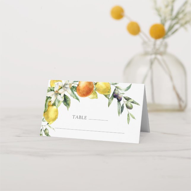 Carte De Placement Élégant Mariage Citrus Orange Lemon (Devant)