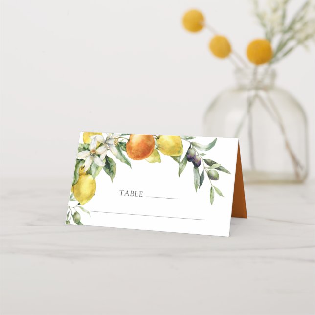Carte De Placement Élégant Mariage Citrus Orange Lemon (Devant)