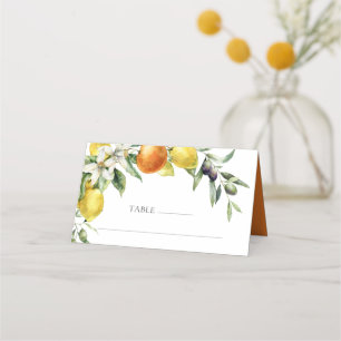 Carte De Placement Élégant Mariage Citrus Orange Lemon