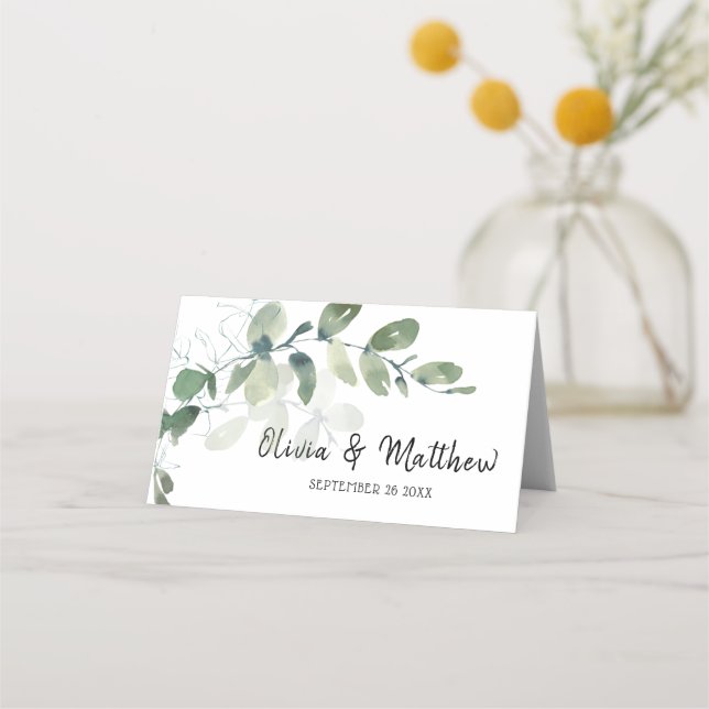 Carte De Placement Elégant Mariage d'aquarelle Eucalyptus (Devant)
