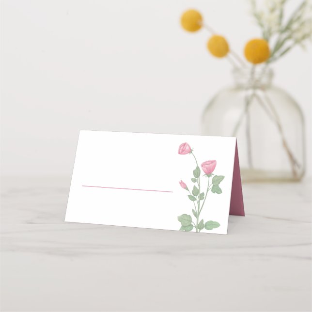 Carte De Placement Élégant Mariage d'aquarelle rose floral (Devant)