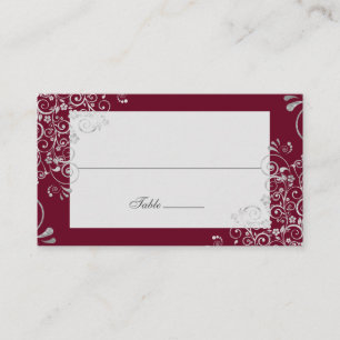 Carte De Placement Élégant Mariage de Bourgogne Swirl