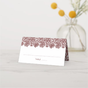 Carte De Placement Élégant Mariage de dentelle Bourgogne
