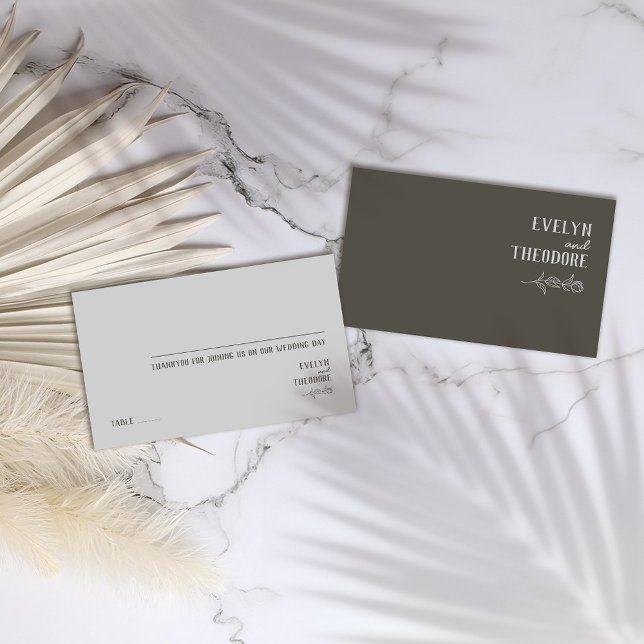 Carte De Placement Élégant Mariage de Fleur d'Art Neutre Line (Créateur téléchargé)