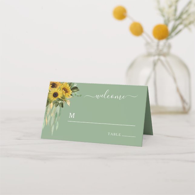 Carte De Placement Élégant Mariage de tournesols floraux (Devant)