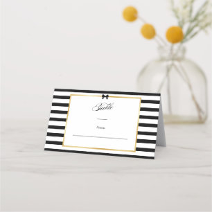 Carte De Placement Élégant Mariage de trame en or noir blanc