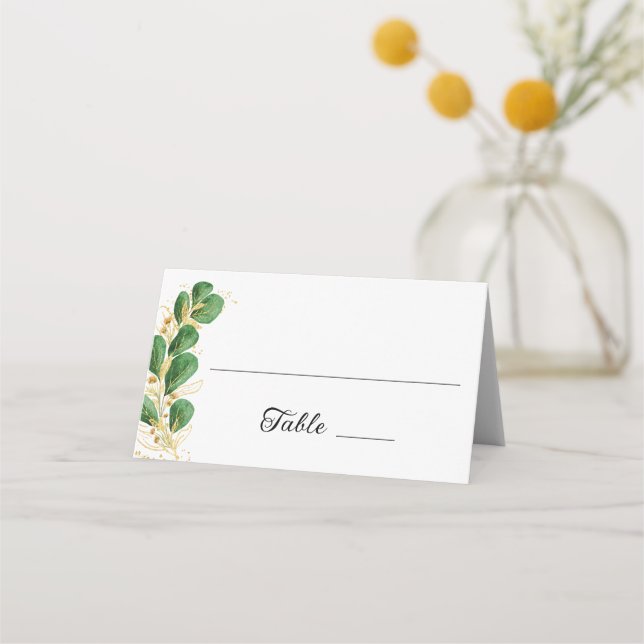 Carte De Placement Élégant Mariage Eucalyptus (Devant)