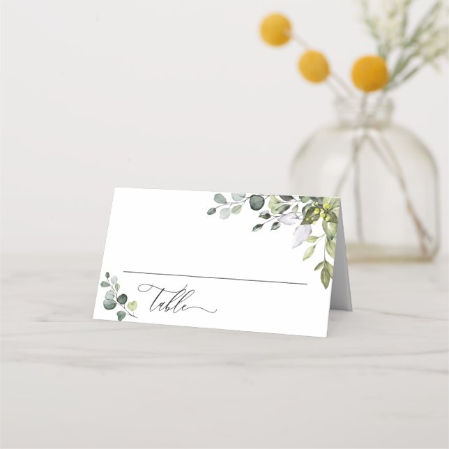 Carte De Placement Elégant Mariage Eucalyptus aquarelle (Devant)