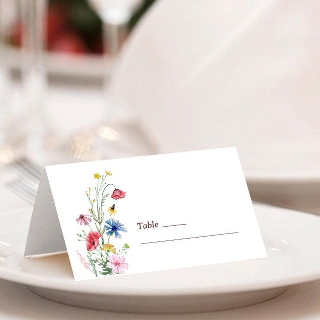 Carte De Placement Élégant Mariage Fleur sauvage plié carte de place (Créateur téléchargé)