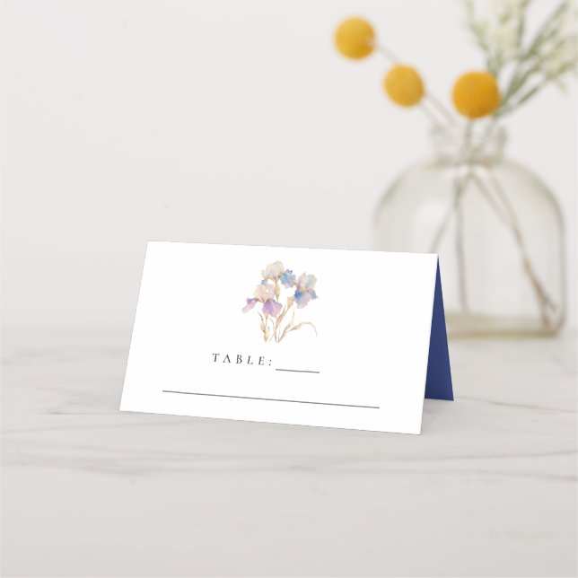 Carte De Placement Élégant Mariage floral Iris (Devant)