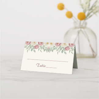 Carte De Placement Élégant Mariage Floral Rose Poussiéreuse Pivoine