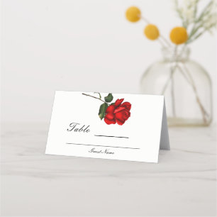 Carte De Placement Élégant Mariage Floral Rose rouge Numéro de table