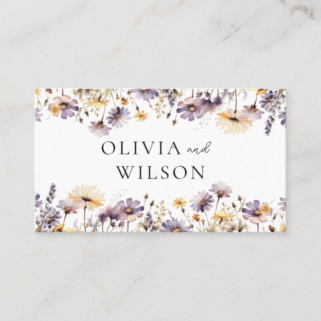 Carte De Placement Élégant Mariage floral violet clair plat (Devant)