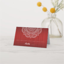 Élégant Mariage indien Paisley blanc et rouge prof
